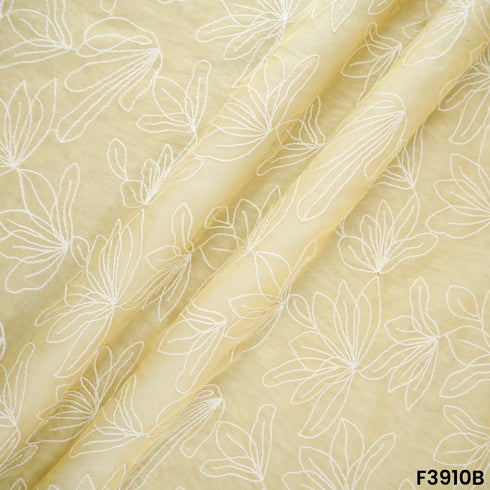Thread Embroidered Mul Chanderi Fabric- F3910